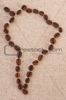 Map of South America - coffee beans on canvas