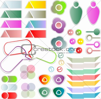 scrapbook vector elements with a lot of tags and stickers