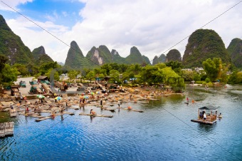 Bamboo rafting in Yangshuo li river