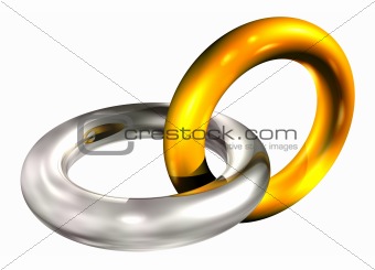 gold and silver rings in chain