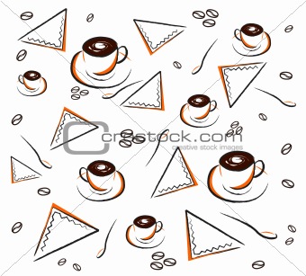 Coffee pattern on white