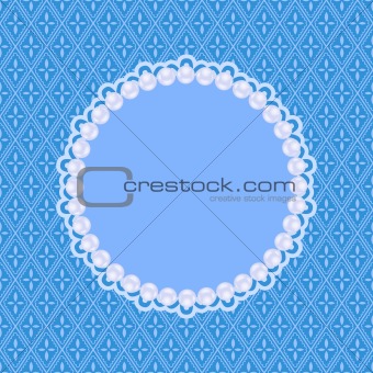 Blue Invitation Card with White Pearls. Vector Illustration