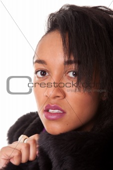 Young woman in furs