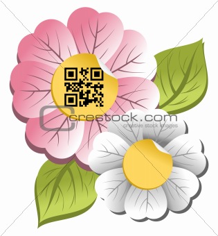 Spring time flower with qr code label