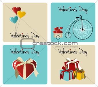 Valentines day greeting card set