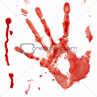 Bloody handprint with drop