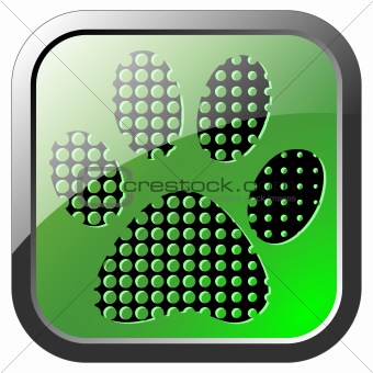 Animal footprint icon on green button