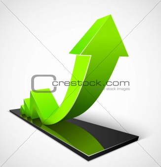 3d business green arrow graphs. Vector illustration