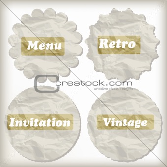 vector crumpled paper icons