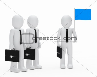 business man team hold flag