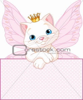 Princess Cat over a blank sign