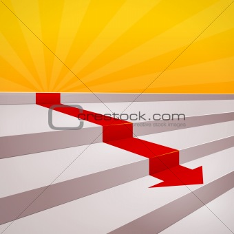 Red arrow on steps