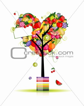 Fruit tree in shape of heart for your design
