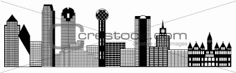 Dallas City Skyline Panorama Clip Art