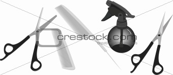 Hairdressing accessories isolated on white