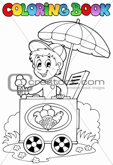 Coloring book with ice cream man