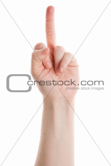 Hand showing a middle finger 