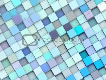 abstract 3d render cubes in different shades of blue