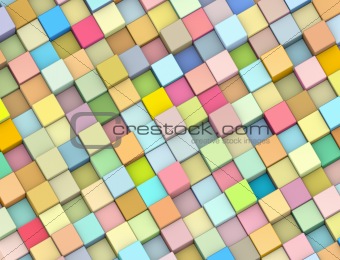 abstract 3d render backdrop cubes in multiple soft rainbow color
