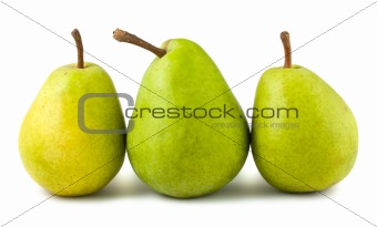 Three ripe green pears