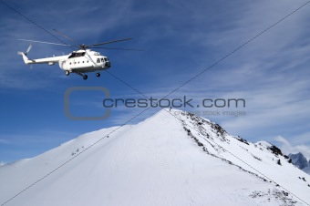 Heliski in snowy mountains