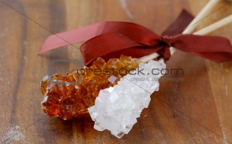 crystal sugar candy on a wooden stick