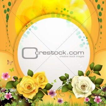 Yellow background with flowers