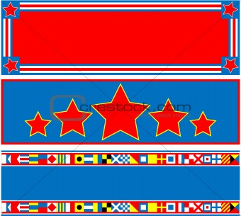 EPS8 Vector 3 Red White Blue Banners with Copy Spaces