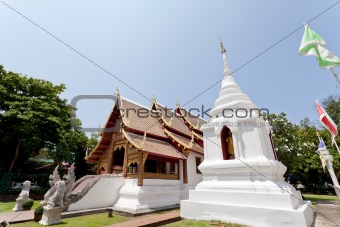 Buddhist temple with golden ornaments