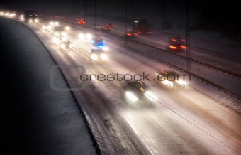 Traffic in snowstorm