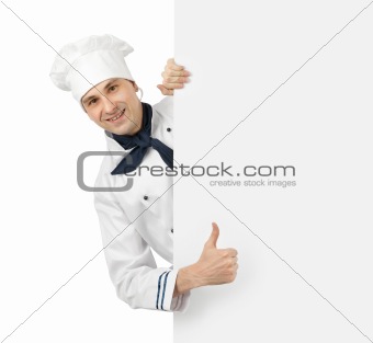 happy chef showing thumb up sign