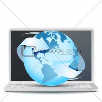 Notebook Computer with Planet Earth