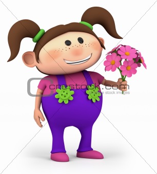 girl with bouquet of flowers