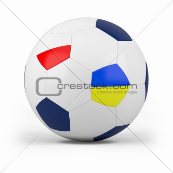 football with polish and ukrainian flag