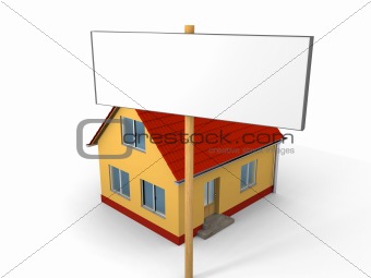 Family house with sign