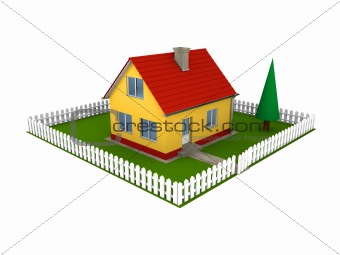 Family house with yard