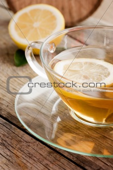Cup of organic lemon fruit tea 