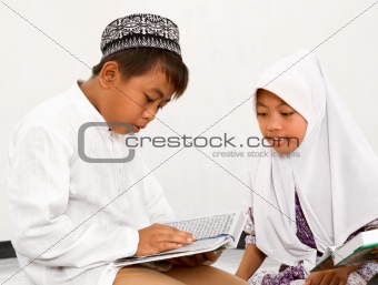 Muslim Children Reading Koran