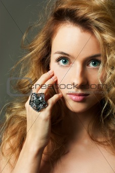 Young Blonde Woman Beauty Portrait Studio Shot