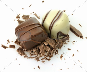 white and dark chocolate candies 