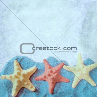 The square background with starfish 