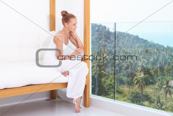 Woman enjoying tropical luxury
