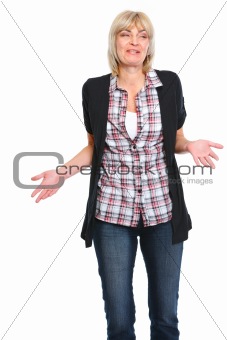 Portrait of confused senior female