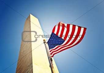Flying US Flag At Washington Monument