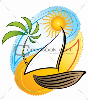 tropical summer island graphic design