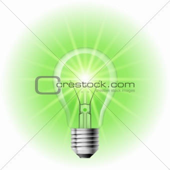 The lamp with the green light