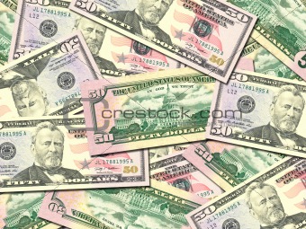 Background of money pile 50 USA dollars