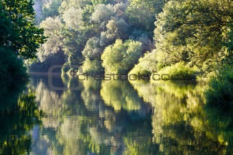 Beautiful Reflection on Cetina River near Split, Croatia