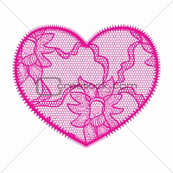 Lace heart pink applique