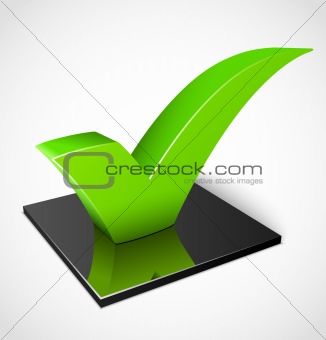 3d green check mark symbol. Vector illustration